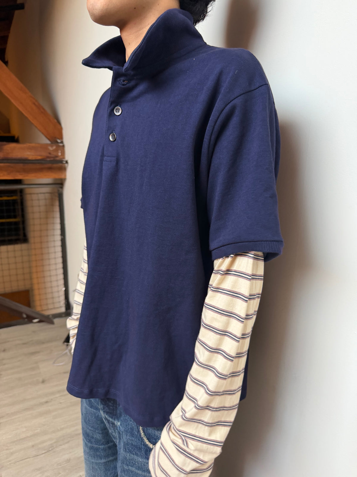 Navy Stripped Polo Longsleeve