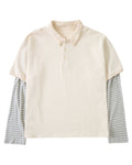 Cream Striped Polo Longsleeve