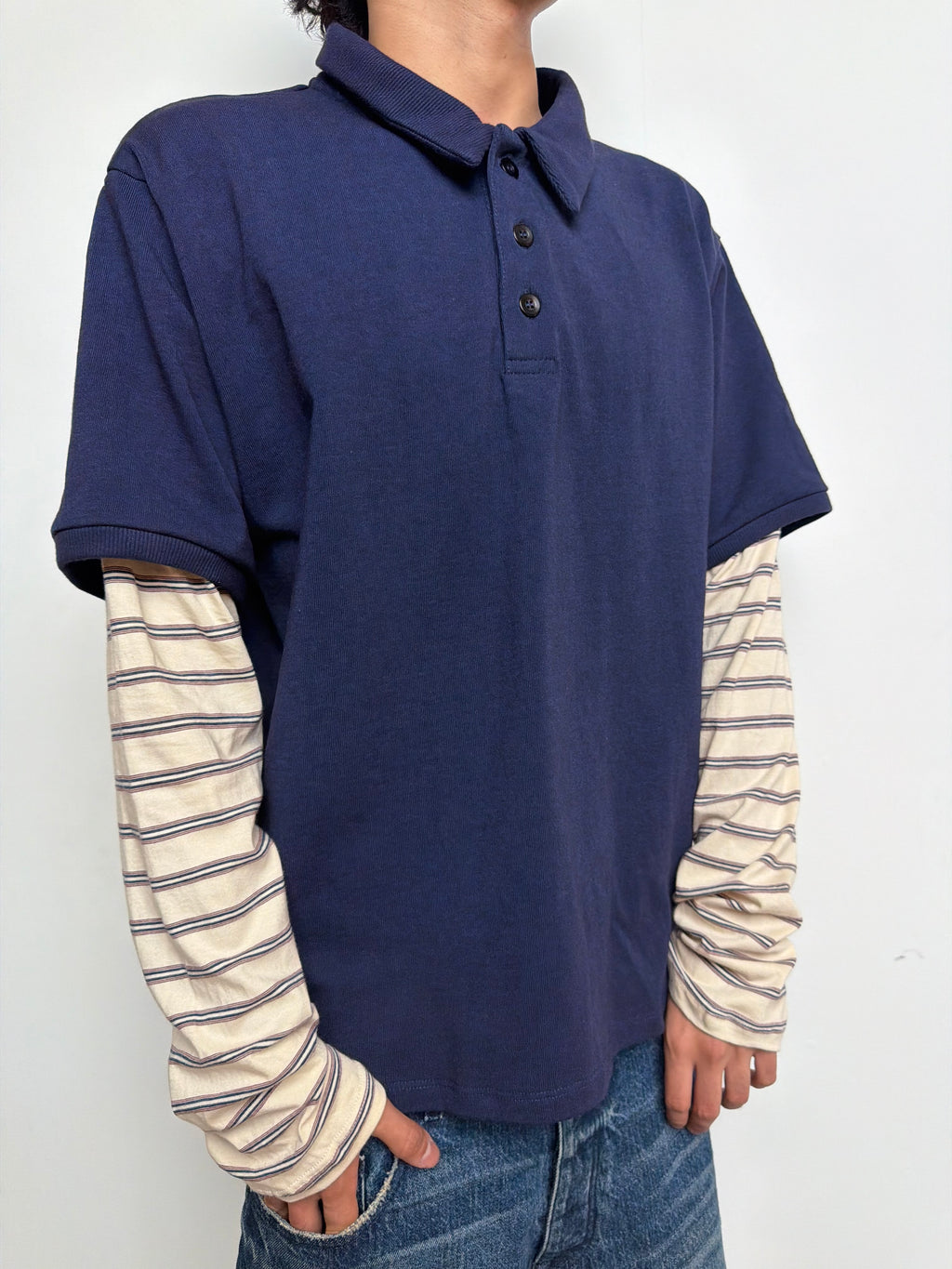 Navy Stripped Polo Longsleeve