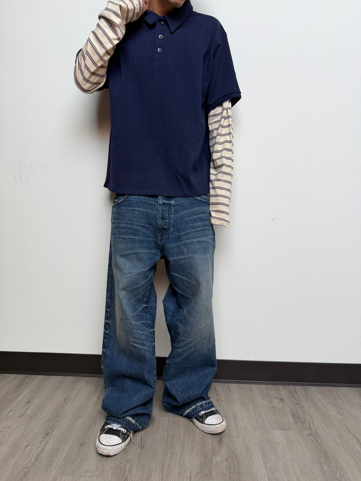 Navy Stripped Polo Longsleeve